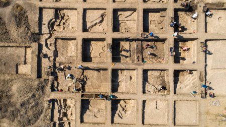 Photo for Archaeological excavation. Aerial view of the archaeological excavations - Royalty Free Image