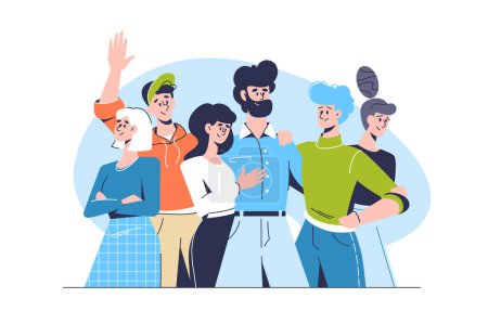 Illustration for Group of happy people gathered together, vector illustration. Community concept. - Royalty Free Image