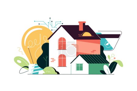 Illustration for Expenses of owning and maintaining a house, with a focus on electricity expenses - Royalty Free Image
