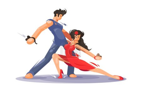 Téléchargez les illustrations : Danseurs de flamenco en action, illustration vectorielle. Performance de danse énergétique capturant émotion et mouvement. - en licence libre de droit