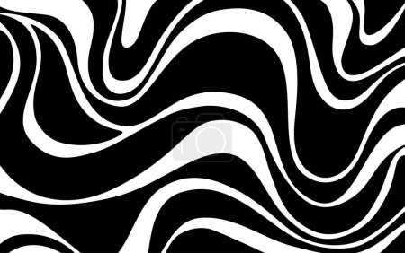 Illustration for Vector illustration background full page texture curved elegant lines black and white color like melted materials or liquid mixture - Royalty Free Image