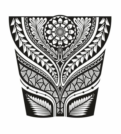 Téléchargez les illustrations : Tatouage manchon abstrait tribal, bras noir épaule tatouage fantaisie motif vectoriel art design isolé sur fond blanc - en licence libre de droit