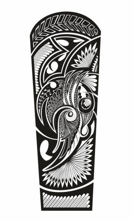 Téléchargez les illustrations : Tatouage maori. Illustration vectorielle de tatouage tribal à manches - en licence libre de droit