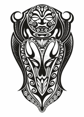 Téléchargez les illustrations : Tatouage maori. Illustration vectorielle de tatouage tribal à manches - en licence libre de droit