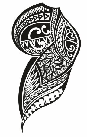 Ilustración de Maori tattoo design.Maori ornament sleeve tattoo including ancient indigenous polynesian style - Imagen libre de derechos
