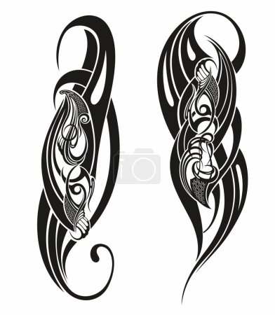 Ilustración de Vector symbols, ornament, tattoo. beautiful vector illustration. Drawings on the body, ancient symbols. - Imagen libre de derechos