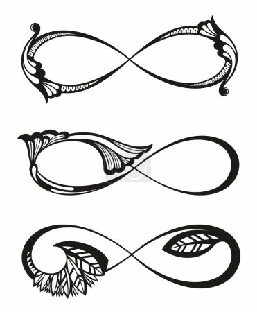 Ilustración de Infinity vector and forever line silhouette sign symbol isolated on white background. - Imagen libre de derechos