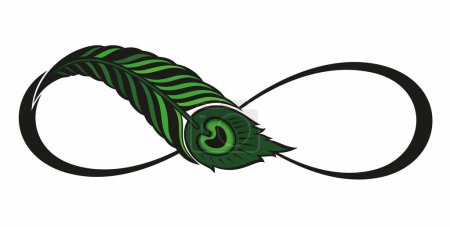 Illustration for Decorative symbol of peacock feather. Symbol  of infinity with peacock feather - Royalty Free Image