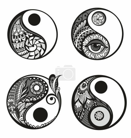 Ilustración de Yin Yang listo. Símbolos de Yin Yang, moda y diseño de impresión de póster - Imagen libre de derechos