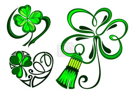 Four Leaf Clover handgezeichnete Vektorillustration Shamrock grafische Anlage. Shamrock. St. Patrick day