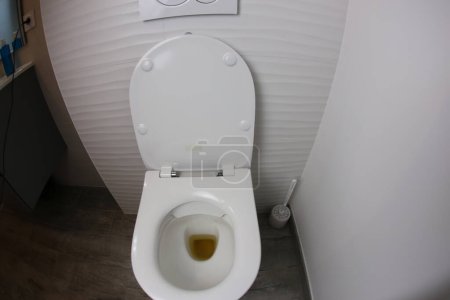 Photo for Close-up shot of dirty toilet in modern bathroom - Royalty Free Image