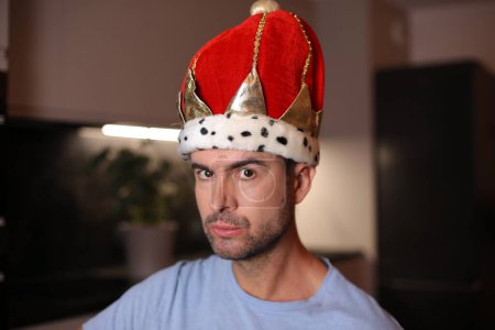 Photo for Modern day man pretending to be a king - Royalty Free Image