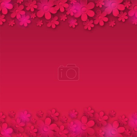 Téléchargez les illustrations : Red banner with flowers. Holiday modern floral banner. Square holiday background, headers, posters, cards, website. Vector illustration - en licence libre de droit