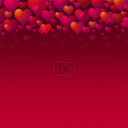 Illustration for Banner with pink and red valentines hearts. Valentines greeting background. Square holiday background, headers, posters, cards, website. Vector illustration - Royalty Free Image