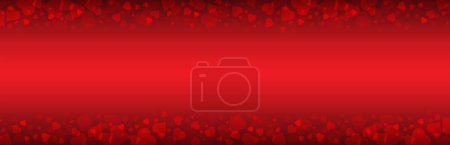 Ilustración de Banner with red valentines hearts. Valentines greeting background. Horizontal holiday background, headers, posters, cards, website. Vector illustration - Imagen libre de derechos