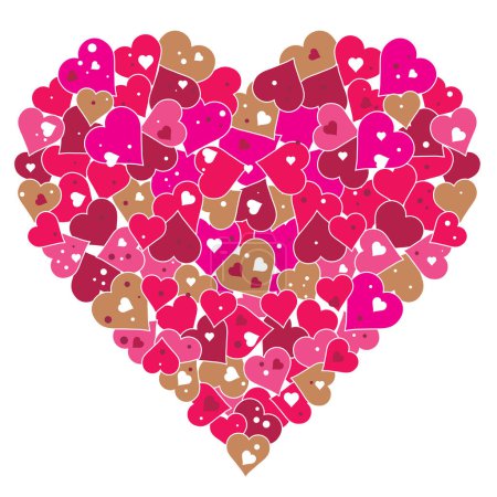 Téléchargez les illustrations : A large heart made of small coloured hearts.Vector illustration - en licence libre de droit