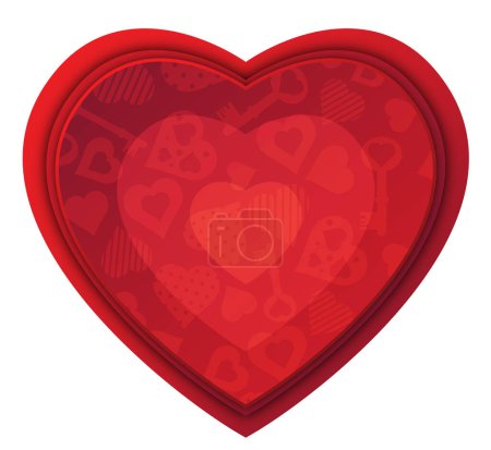 Illustration for One large heart decorated with small hearts and a key. Vector illustration and PNG - Royalty Free Image