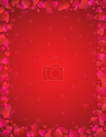 Téléchargez les illustrations : Valentines greetings background with frame of red  hearts. Valentines frame. Holiday background, banners, posters, cards, website. Vector illustration - en licence libre de droit