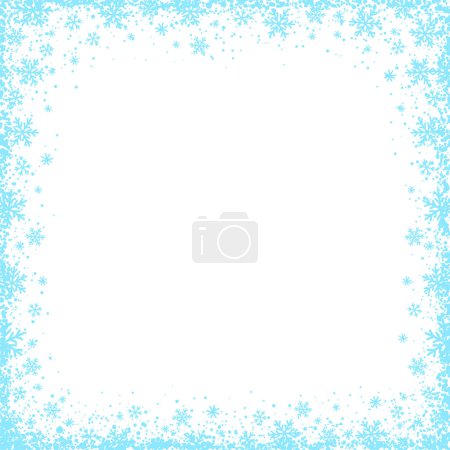 Illustration for Christmas transparent background with  square frame of blue snowflakes.Vector illustration. - Royalty Free Image