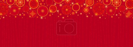 Ilustración de Bandera roja de Navidad con copos de nieve y estrellas. Feliz Navidad y Feliz Año Nuevo banner de felicitación. Horizontal año nuevo fondo, encabezados, carteles, tarjetas, sitio web.Vector ilustración - Imagen libre de derechos