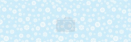 Illustration for Light Blue Christmas banner with snowflakes. Merry Christmas and Happy New Year greeting banner. Horizontal new year background, headers, posters, cards, website.Vector illustration - Royalty Free Image