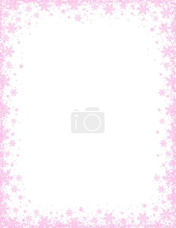 Ilustración de Fondo transparente navideño con marco de copos de nieve rosados. Ilustración vectorial. - Imagen libre de derechos