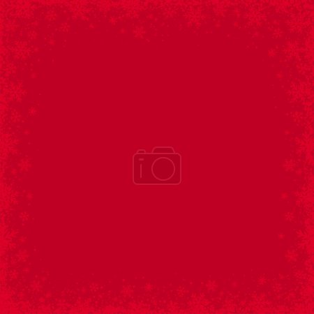 Illustration for Red Christmas background with  square frame of snowflakes. Merry Christmas and Happy New Year greeting banner. Horizontal new year background, headers, posters, cards, website. Vector illustration - Royalty Free Image