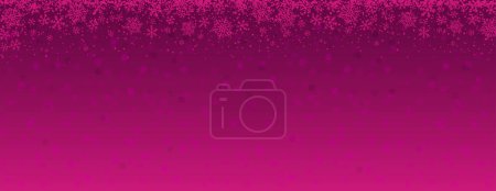 Illustration for Pink Christmas banner with snowflakes. Merry Christmas and Happy New Year greeting banner. Horizontal new year background, headers, posters, cards, website. Vector illustration - Royalty Free Image