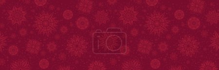 Ilustración de Banner rojo de Navidad con copos de nieve. Feliz Navidad y Feliz Año Nuevo banner de felicitación. Horizontal año nuevo fondo, encabezados, carteles, tarjetas, sitio web. Ilustración vectorial - Imagen libre de derechos