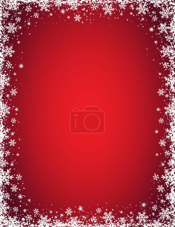 Illustration for Red christmas banner with white snowflakes. Merry Christmas and Happy New Year greeting banner. Horizontal new year background, headers, posters, cards, website. Vector illustration - Royalty Free Image