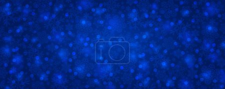 Illustration for Blue Christmas banner with snowflakes and bokeh. Merry Christmas and Happy New Year greeting banner. Horizontal new year background, headers, posters, cards, website. Vector illustration - Royalty Free Image