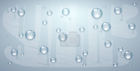 Illustration for Clear Water Drops on Smooth Surface with Condensate. Realistic vector illustration. Horizontal Background. - Royalty Free Image