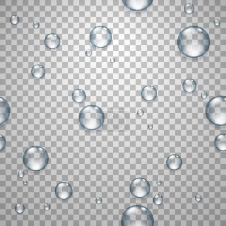 Illustration for Clear Water Drops on Transparent Surface. Realistic vector seamless pattern. - Royalty Free Image