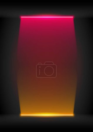 Ilustración de Iluminación abstracta de neón. Vertical rojo amarillo brillante fondo. Clipart de vector de stock con espacio de copia. - Imagen libre de derechos