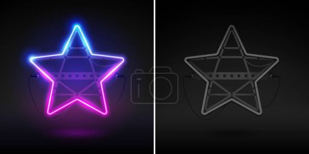 Ilustración de Glowing Neon Star Sign On and Off Version (en inglés). Clipart vector de stock. - Imagen libre de derechos