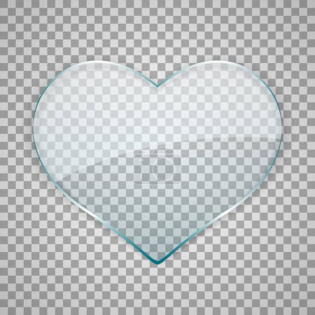 Téléchargez les illustrations : Glass Heart on Transparent Background. Glossy Icon. - en licence libre de droit