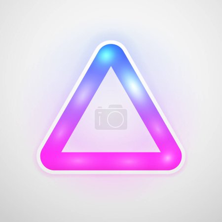 Illustration for Glowing Triangle Shape LED Lamp Neon Color Icon. Vector Frame with Copy Space. - Royalty Free Image