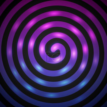 Illustration for Abstract Hypnotic Spiral Neon Background. Vector clipart for mystical project. - Royalty Free Image