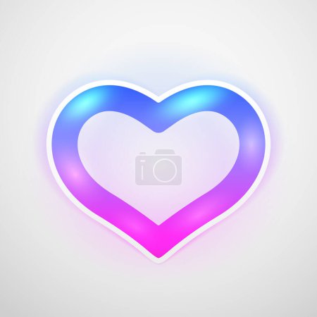 Illustration for Glowing Heart Shape LED Lamp Neon Color Icon. Vector clipart for Valentines Day. - Royalty Free Image