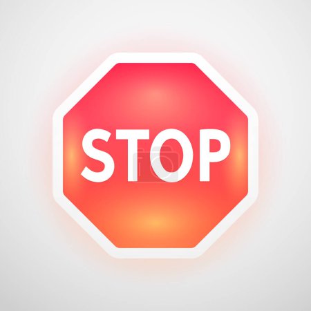 Illustration for Stop Danger Sign Red LED Lamp Icon. Vector clipart. - Royalty Free Image