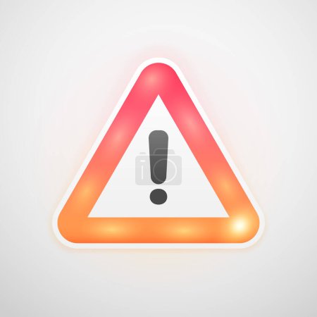 Illustration for Triangle Danger Sign Red LED Lamp Icon. Glowing warning triangle vector clipart. - Royalty Free Image