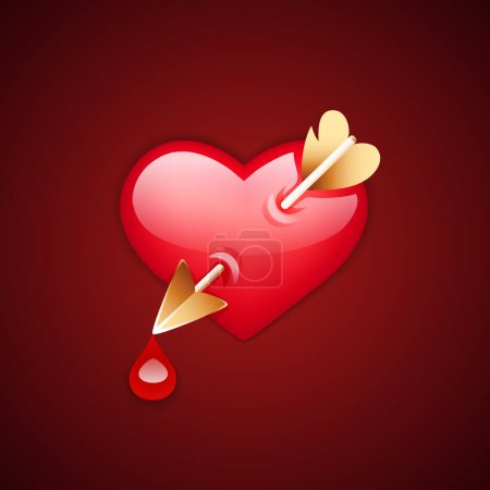 Téléchargez les illustrations : Heart with Cupids Arrow Icon. Clipart for Valentines Day and dating chat design. - en licence libre de droit