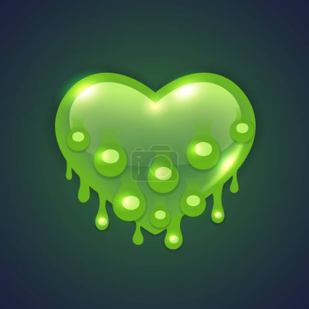 Téléchargez les illustrations : Weird Green Slime Heart Icon. Clipart for Valentines Day and funny projects. - en licence libre de droit