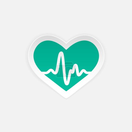 Illustration for Light Simple Heart with Pulse Logo for Medical Company. Clipart for healthcare project. - Royalty Free Image