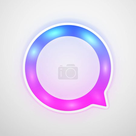 Illustration for Glowing Round Speech Bubble LED Lamp Neon Color Icon. Vector Frame with Copy Space. - Royalty Free Image