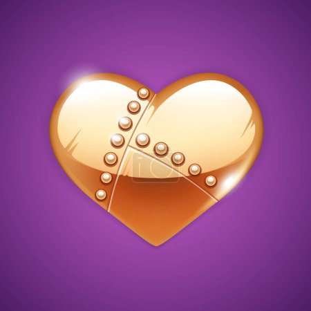 Téléchargez les illustrations : Steampunk Copper Heart Icon. Clipart for Valentines Day and dating chat design. - en licence libre de droit