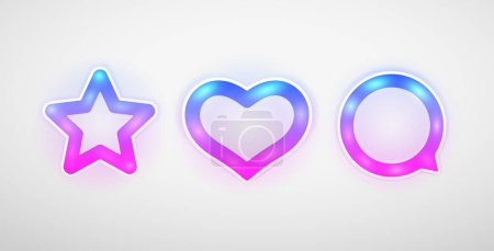 Illustration for Glowing LED Lamp Neon Color Icons Set. Vector symbols collection. - Royalty Free Image