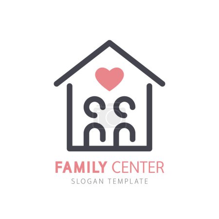 Téléchargez les illustrations : Family Center Logo Template. Usable for web, infographics and apps for family logos. Isolated on white background. Flat vector logo design template element. Abstract people logo. - en licence libre de droit