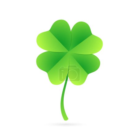 Ilustración de Lucky Four Leaf Green Clover. Simple clean vector symbol for your St Patricks Day project. Isolated on white background. - Imagen libre de derechos