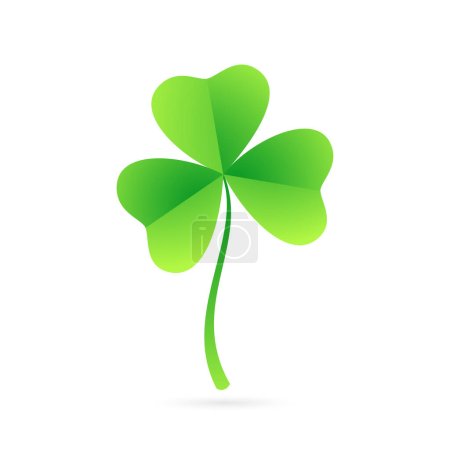 Ilustración de Simple Green Clover Trefoil. Clean vector symbol for your St Patricks Day project. Isolated on white background. - Imagen libre de derechos